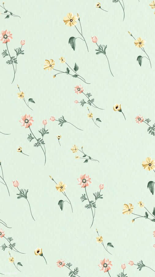 Sage Green Floral Pattern Wallpaper