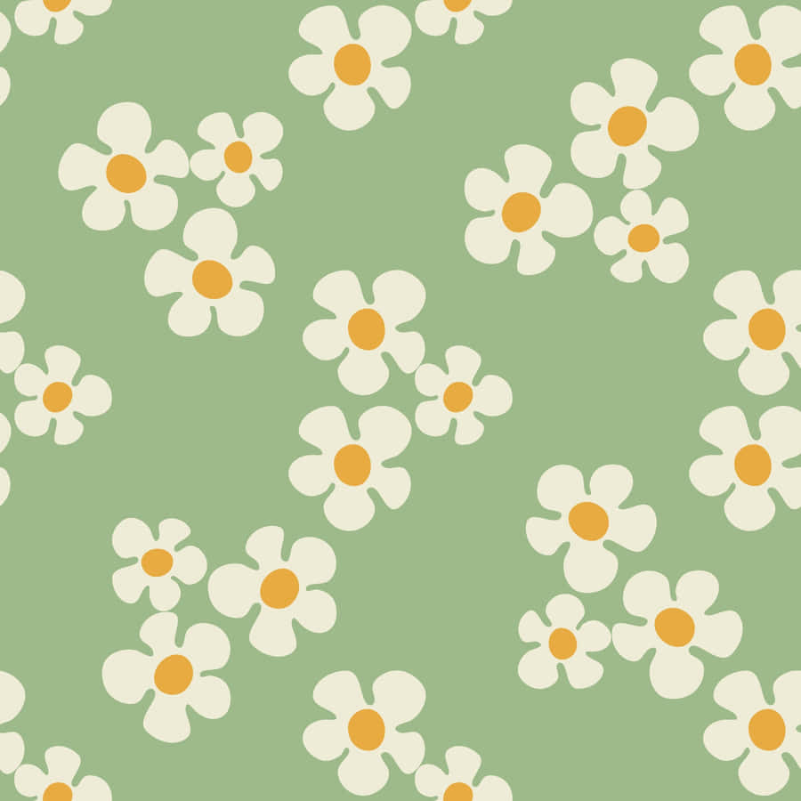 Sage Green Floral Pattern Wallpaper