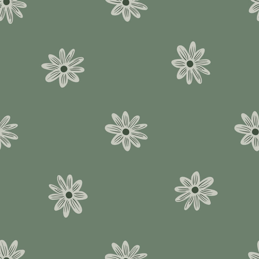 Sage Green Floral Pattern Wallpaper