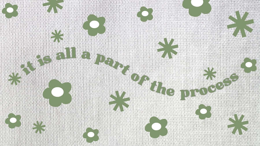 Sage Green Floral Pattern Process Quote Wallpaper
