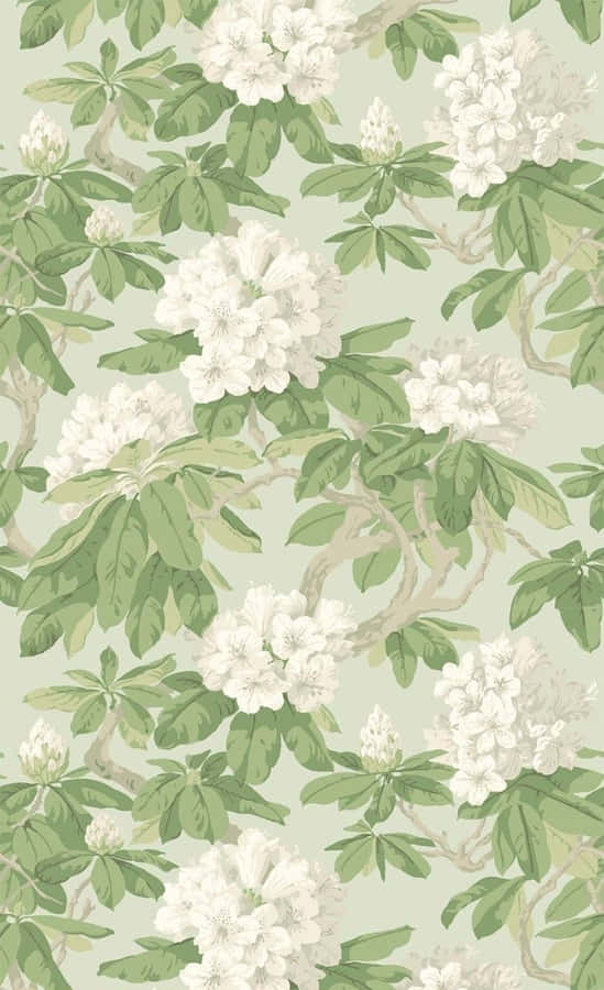 Sage Green Floral Pattern Wallpaper
