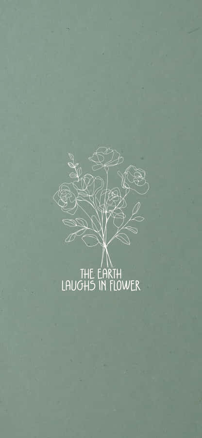 Sage Green Floral Sketchwith Quote Wallpaper