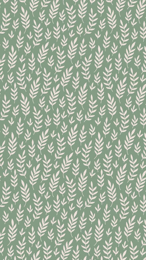 Sage Green Leaf Pattern Background Wallpaper