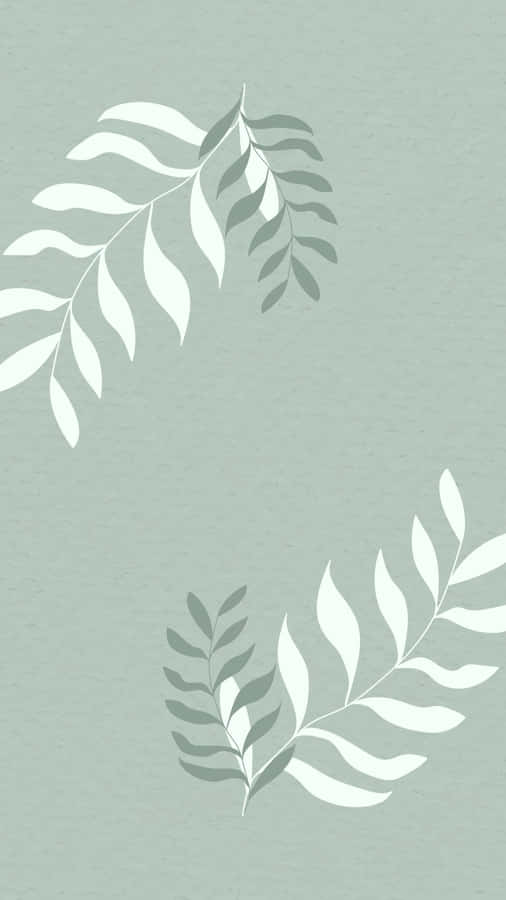 Sage Green Leaf Pattern Wallpaper Wallpaper