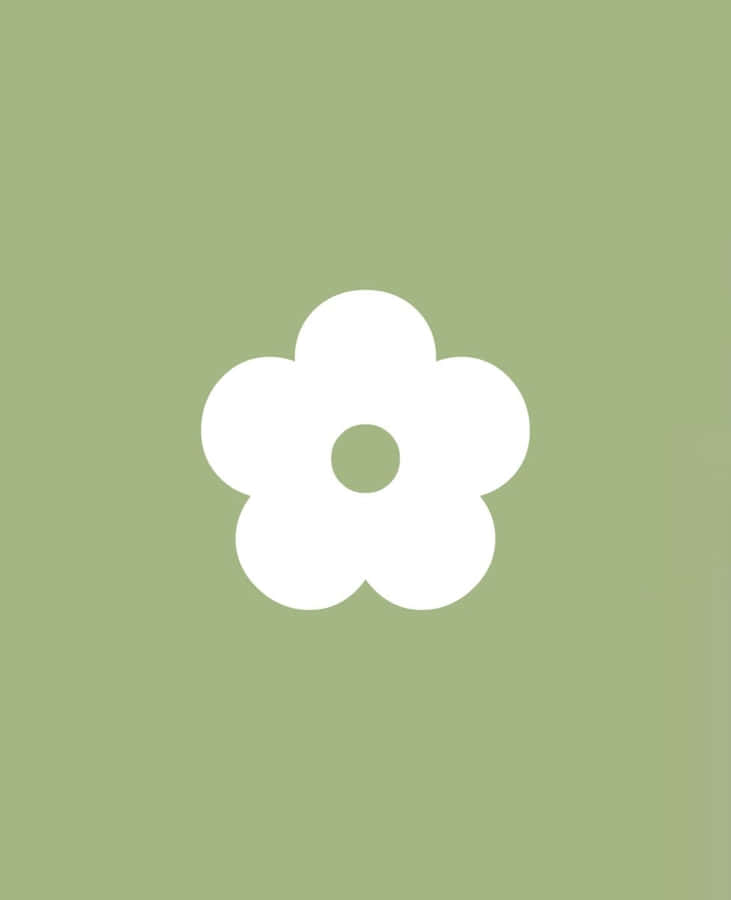 Sage Green Simple Flower Illustration Wallpaper