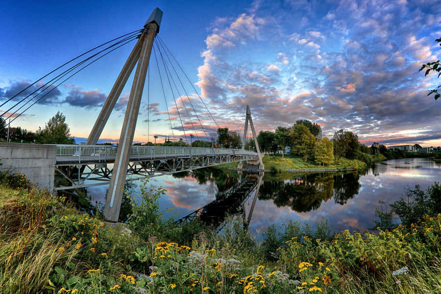 Saguenay River Suspension Bridge Dusk Wallpaper