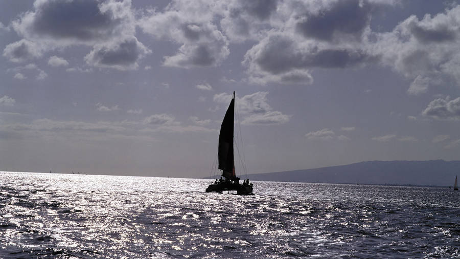 Sailing Catamaran Silhoeutte Wallpaper