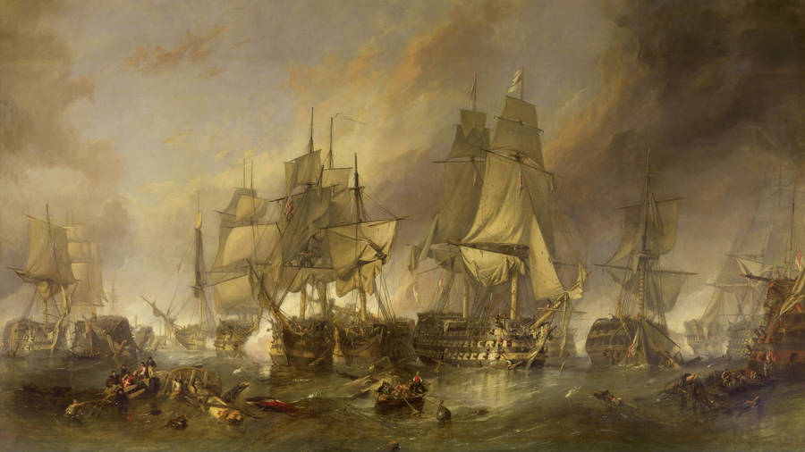 Sailing Ship Battle Of Trafalgar Wallpaper