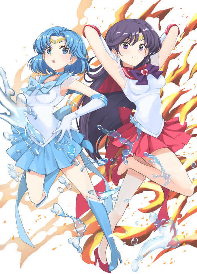 Sailor Mercury With Sailor Mars Wallpaper