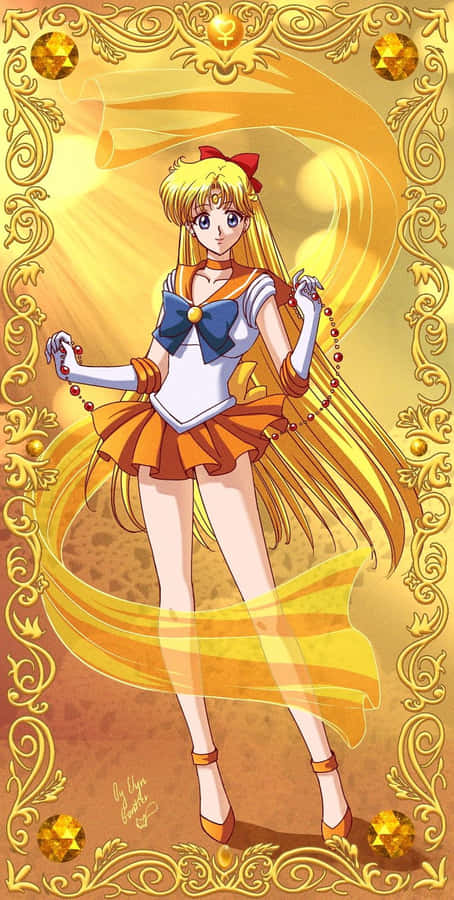 Sailor Venus Shines Bright In Her Heroine Uniform Wallpaper