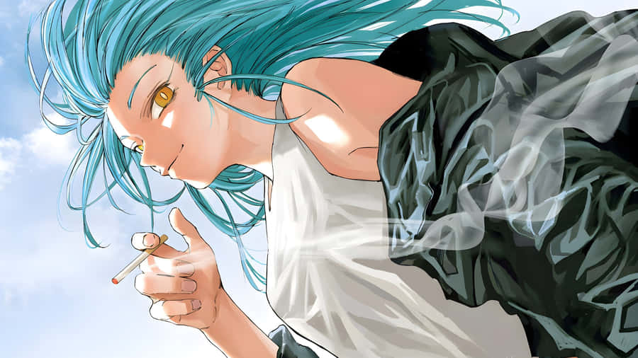 Sakamoto Days Blue Haired Character Wallpaper