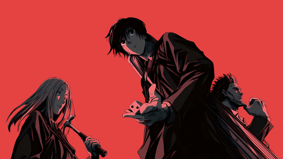 Sakamoto Days Characters Red Background Wallpaper
