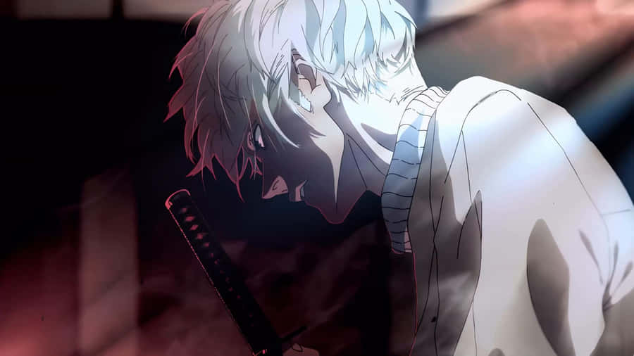 Sakamoto Days White Haired Character Silhouette Wallpaper