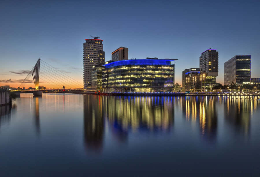Salford Quays Skyline Dusk Wallpaper