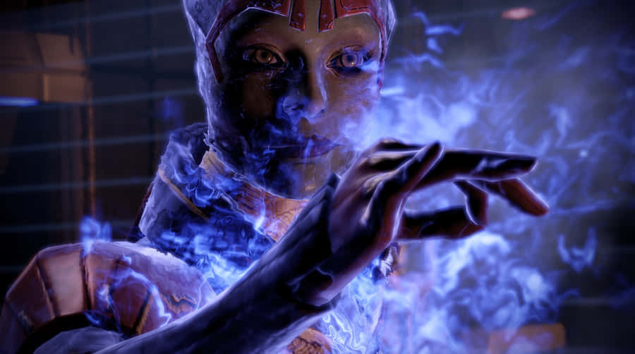 Samara, A Powerful Asari Justicar From Mass Effect, In A Stunning Hd Wallpaper Wallpaper