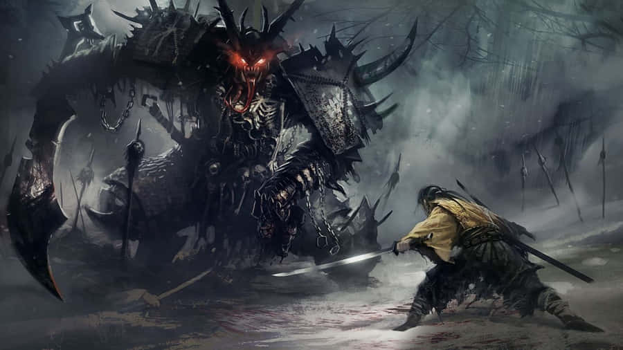 Samurai_vs_ Dragon_ Showdown Wallpaper