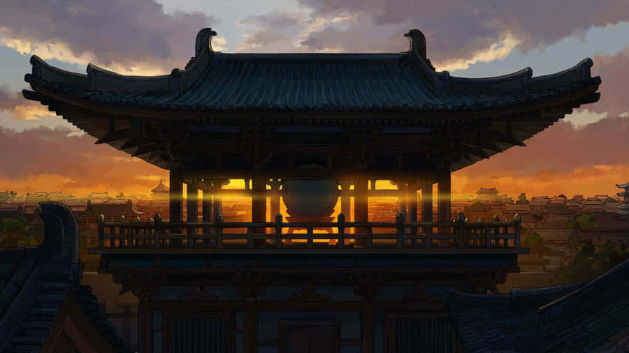 Samurai Warrior Under A Cherry Blossom Tree In Feudal Japan Wallpaper