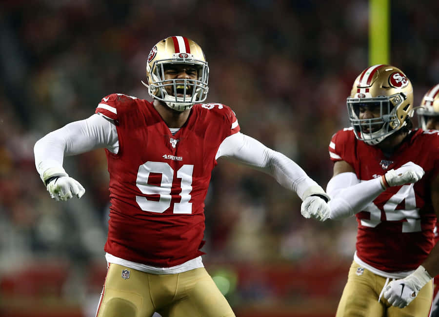 San Francisco 49ers Arik Armstead Against Green Bay Packers 201 Wallpaper