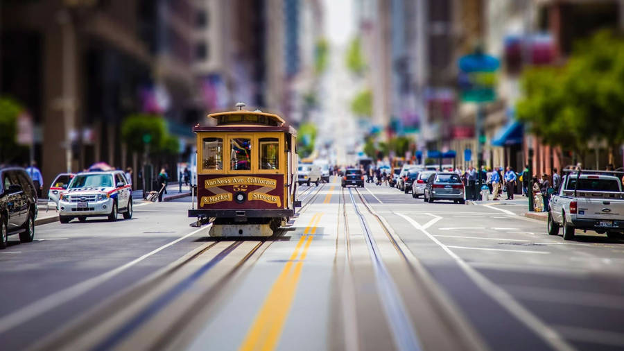 San Francisco Cable Car On Road Hd Wallpaper