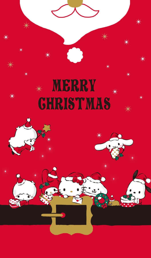 Sanrio Characters Celebrating Christmas Wallpaper