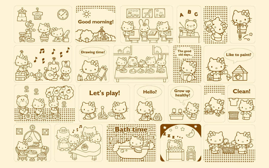 Sanrio Characters Daily Activities Wallpaper