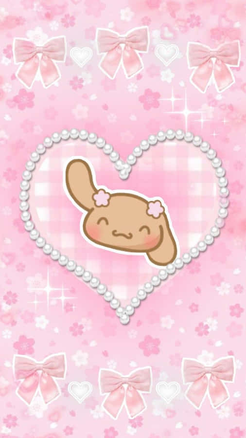 Sanrio Mochain Pearl Hearton Pink Background.jpg Wallpaper