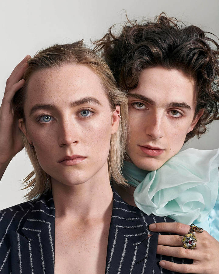 Saoirse Ronan And Timothée Chalamet Photoshoot Wallpaper