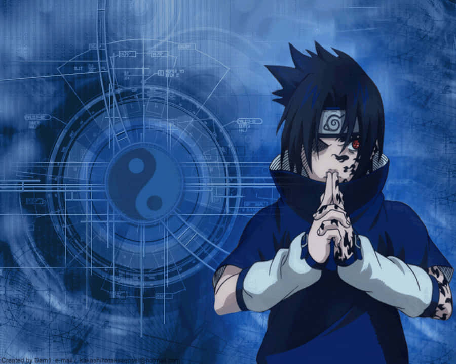 Sasuke Technique Blue Background Wallpaper