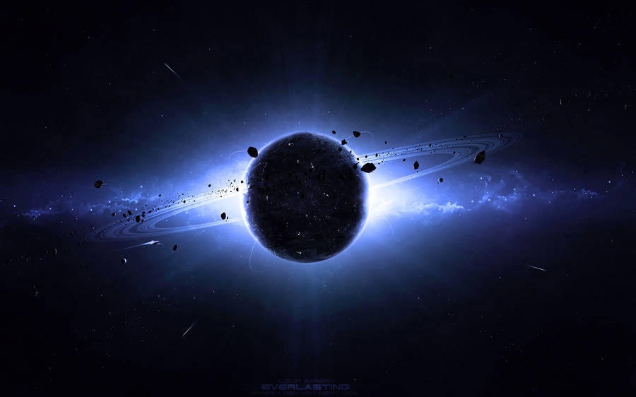 Saturn And Meteors Wallpaper