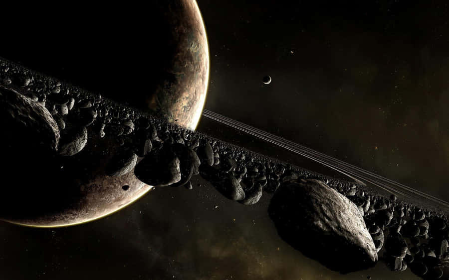 Saturn Ringsand Moons Artistic Render Wallpaper