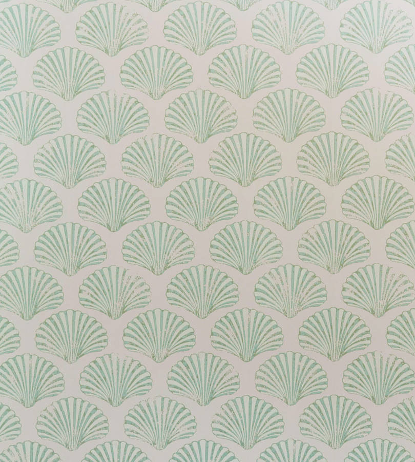 Scallops Shells Collage Green Aesthetic Wallpaper