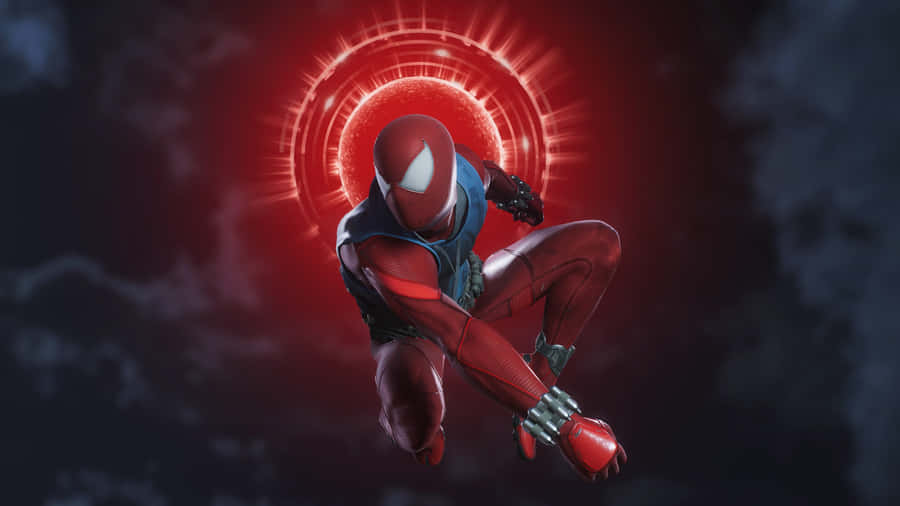 Scarlet Spider Crouching Pose Wallpaper