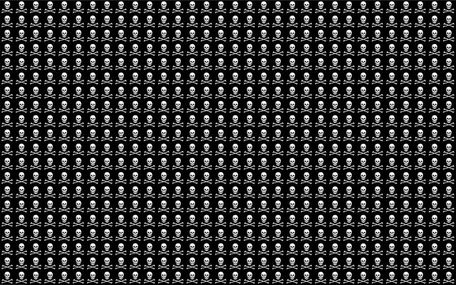 Scary Skulls Black And White Pattern Wallpaper