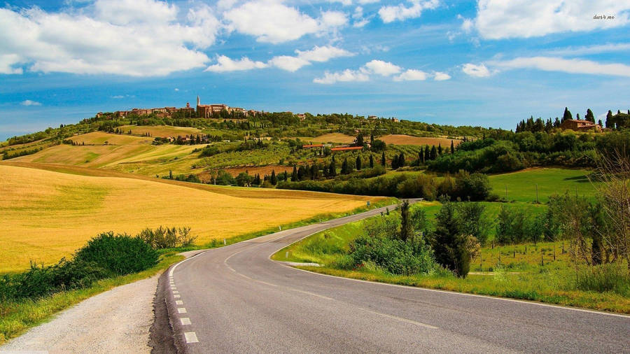Scenic Country Road On A Steep Hill Wallpaper