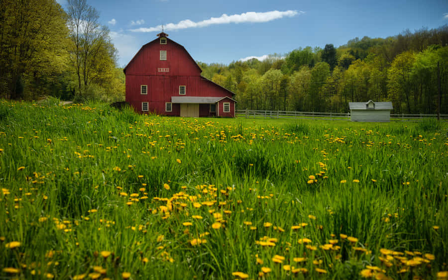 Scenic Fall Barn In The Countryside Wallpaper