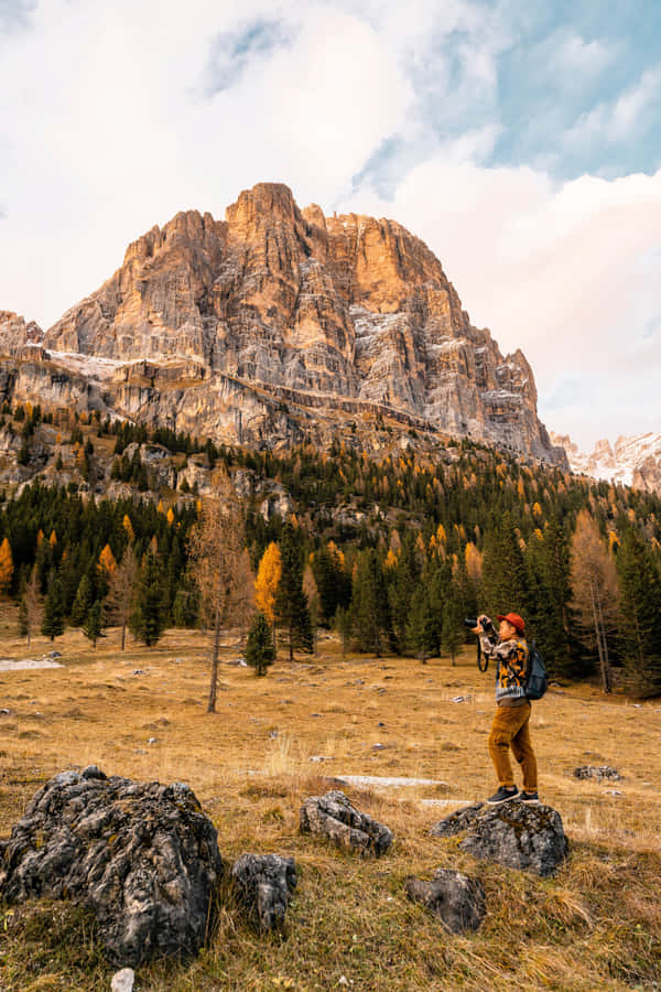 Scenic Landscape Of A Beautiful Autumn Forest Trail During A Fall Hike. Wallpaper