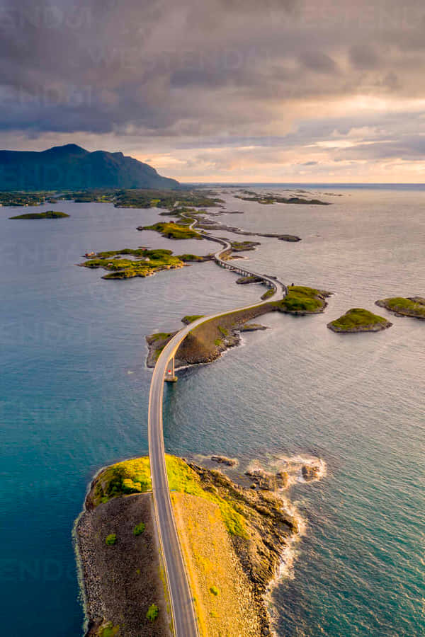 Scenic Norway Route With Storseisundet Bridge Wallpaper