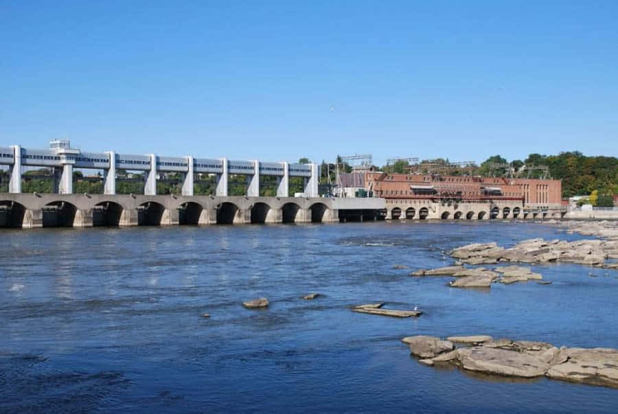 Scenic River Dam Architecture Wallpaper