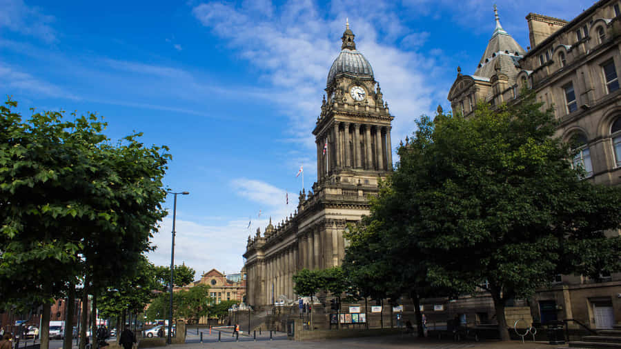 Scenic View Of Leeds City Skyline At Dusk Wallpaper