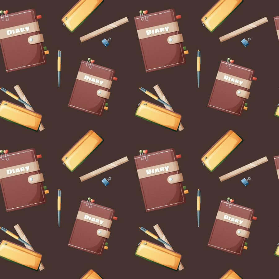 School Diaryand Stationery Pattern Wallpaper