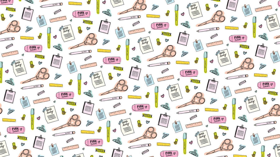 School Supplies Pattern Background Wallpaper