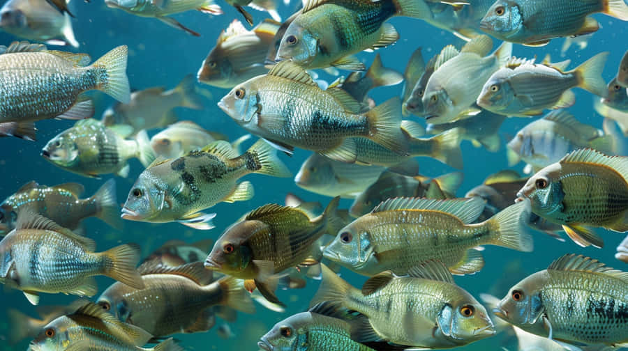 Schoolof Tilapia Swimming Underwater.jpg Wallpaper