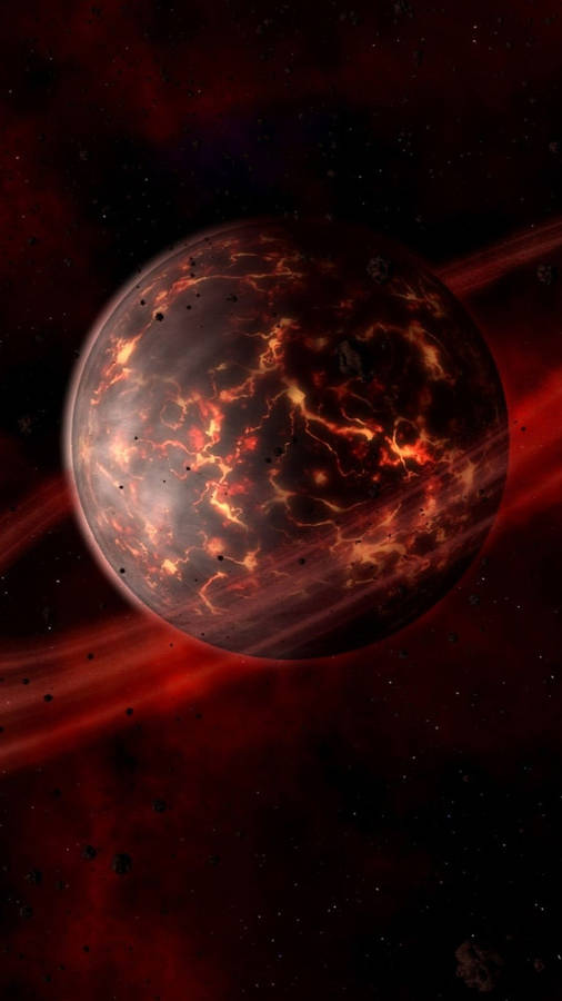 Sci-fi Ringed Planet Mars Wallpaper