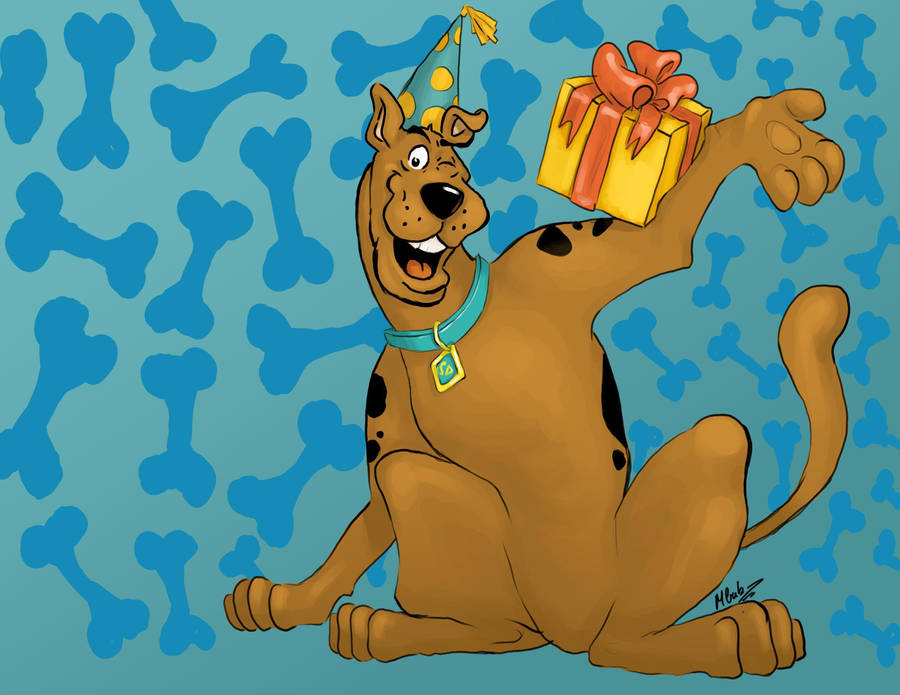 Scooby Doo With A Gift Wallpaper