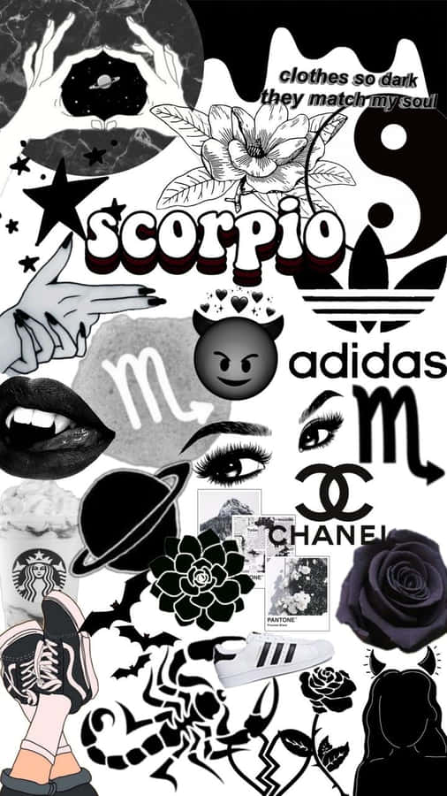 Scorpio Iphone Aesthetic Black And White Collage Wallpaper