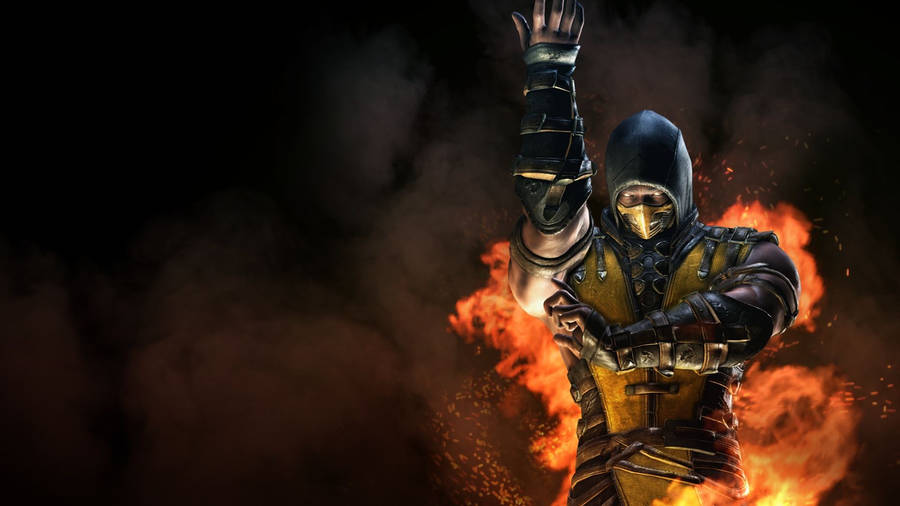 Scorpion Unleashing His Deadly Skills In Mortal Kombat Wallpaper