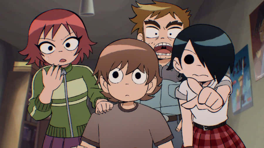 Scott Pilgrim Animated Characters Reaction Wallpaper