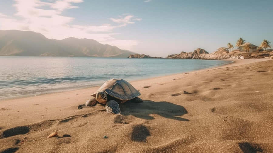Sea Turtle Beach Journey Wallpaper