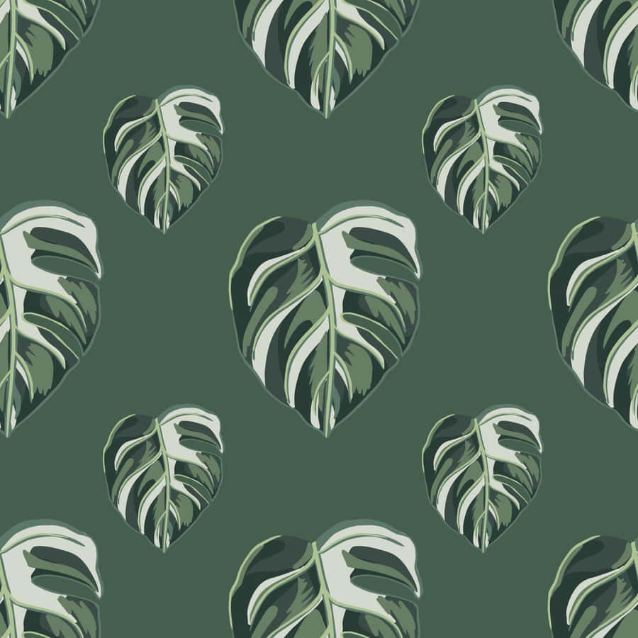 Seamless Monstera Leaves Digital Art Wallpaper
