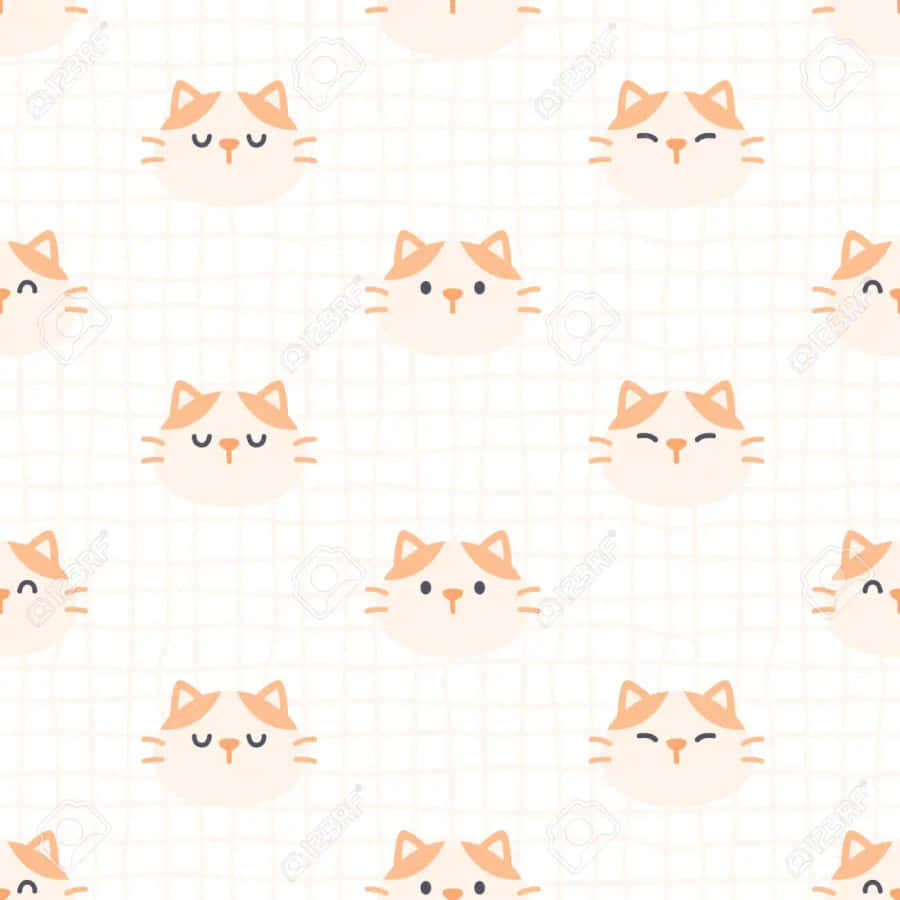Seamless Pattern With Cute Cat Faces Wallpaper